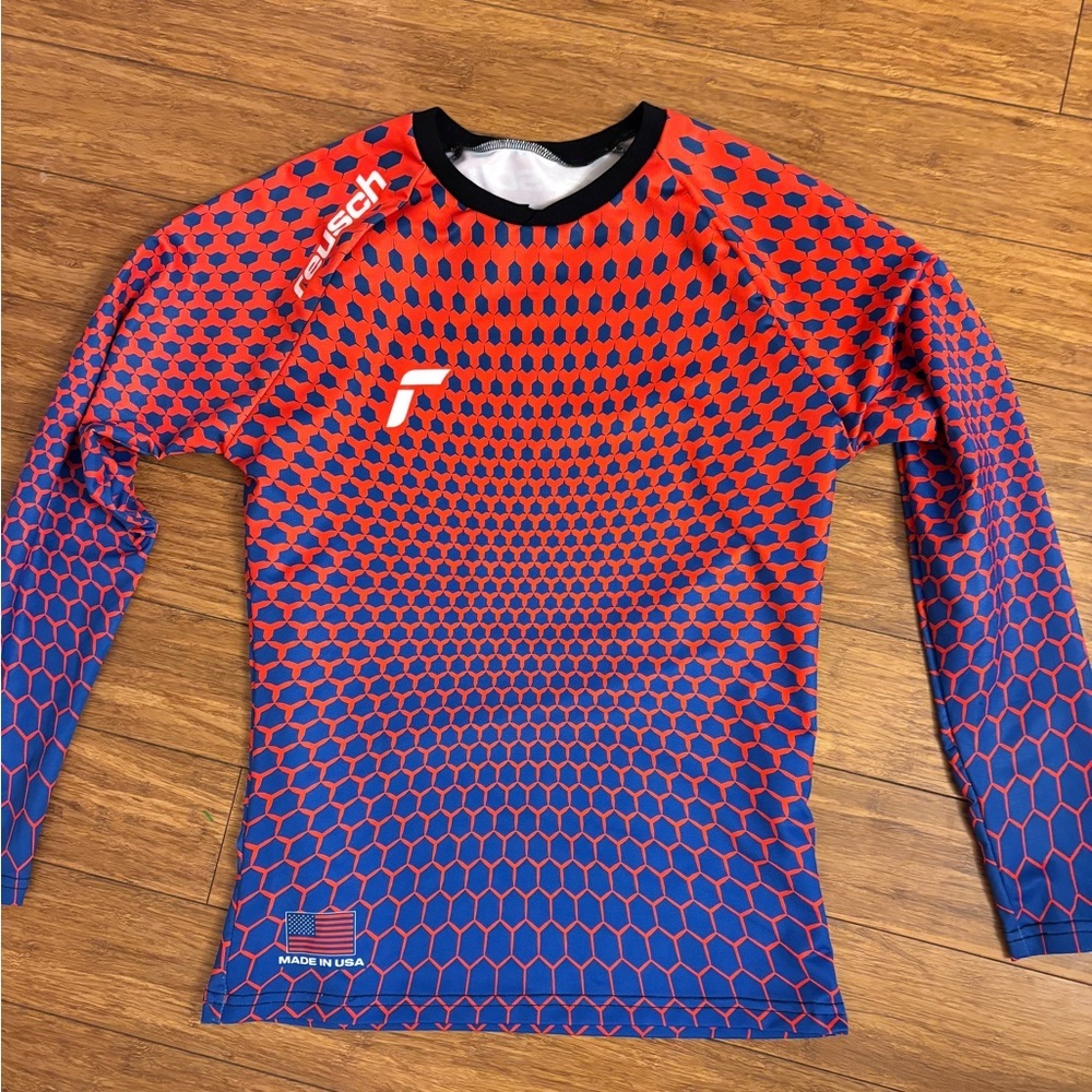Reisch Red and Blue Long Sleeve goalie shirt Athletic Top size small